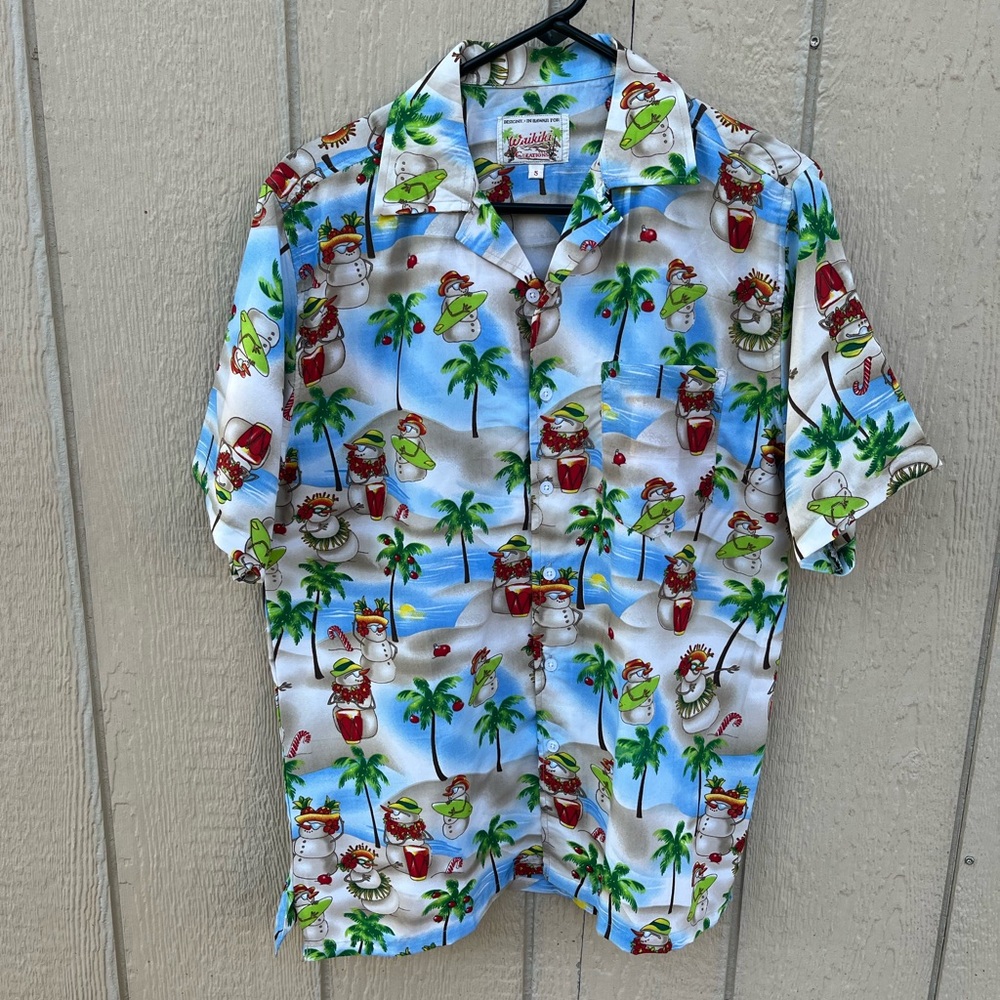 Vintage‎ Waikiki Creations Christmas Hawaiian Shirt Size Small